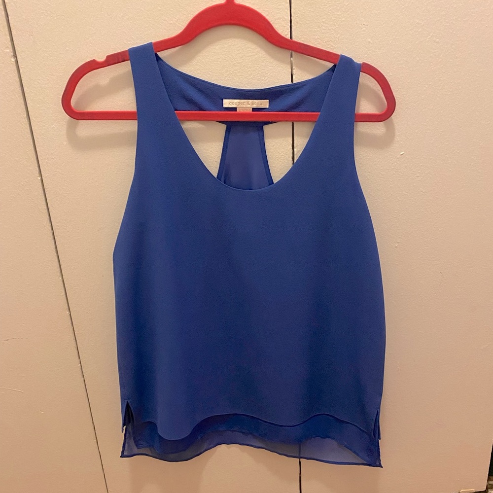 Cooper and Ella blue racer back multi-layer tank